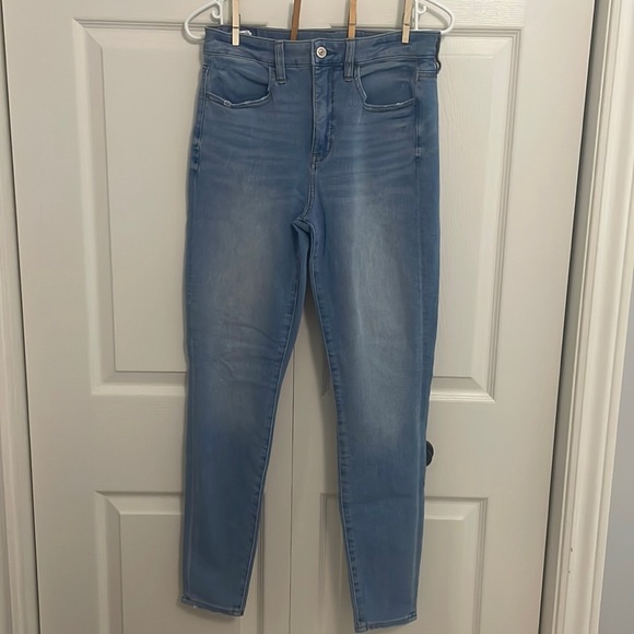 American Eagle 6 (Regular) | Super Hi-Rise Blue Jeggings - Picture 1 of 6